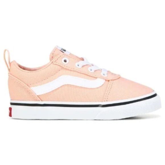 New in Box Vans Kids' Ward Low Top Slip On Sneaker Toddler Peach Pink & White - Picture 2 of 4